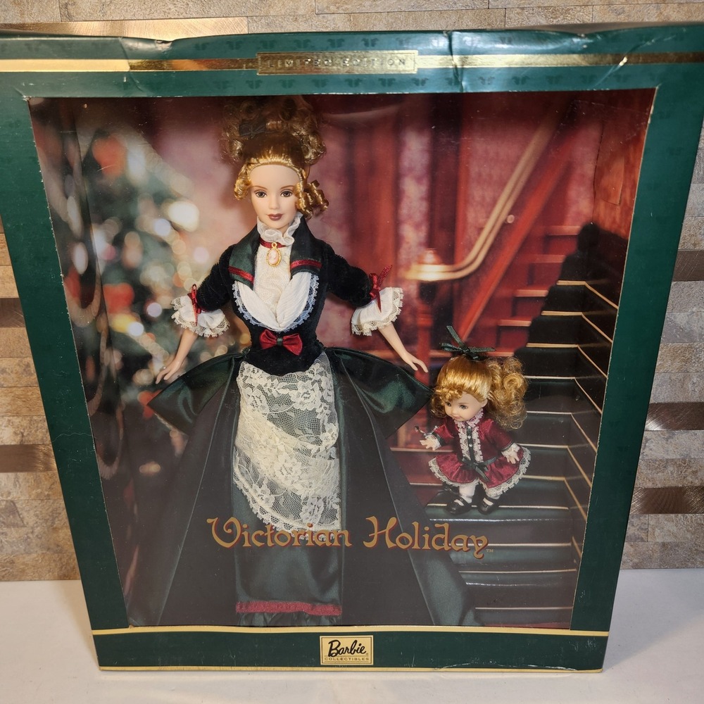 2000 Victorian Holiday Barbie and Kelly Dolls Limited Edition Mattel 28395